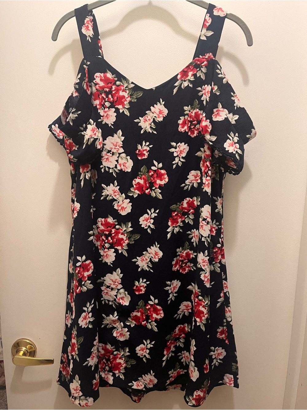 Blue Rain Floral Cold-Shoulder Mini Dress with Floral Print